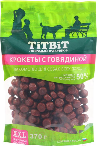 Изображение товара Лакомство для собак TiTBiT Крокеты с говядиной / 24355 (XXL выгодная упаковка, 370г)
