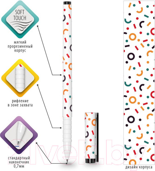 Изображение товара Ручка шариковая Brauberg Soft Touch Grip Confetti / 143723 (синий)