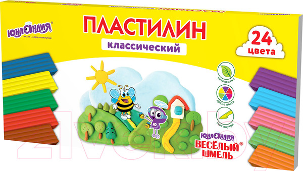 Изображение товара Пластилин Юнландия Веселый шмель / 106433 (24цв)
