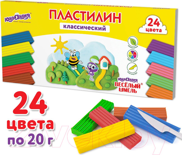 Изображение товара Пластилин Юнландия Веселый шмель / 106433 (24цв)