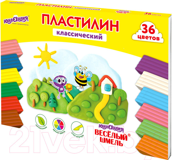 Изображение товара Пластилин Юнландия Веселый шмель / 106434 (36цв)