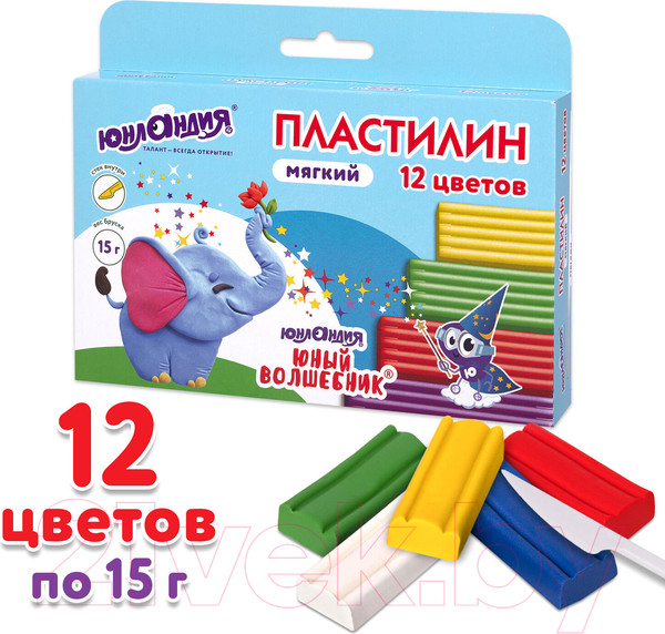 Изображение товара Пластилин Юнландия Юный волшебник / 106439 (12цв)