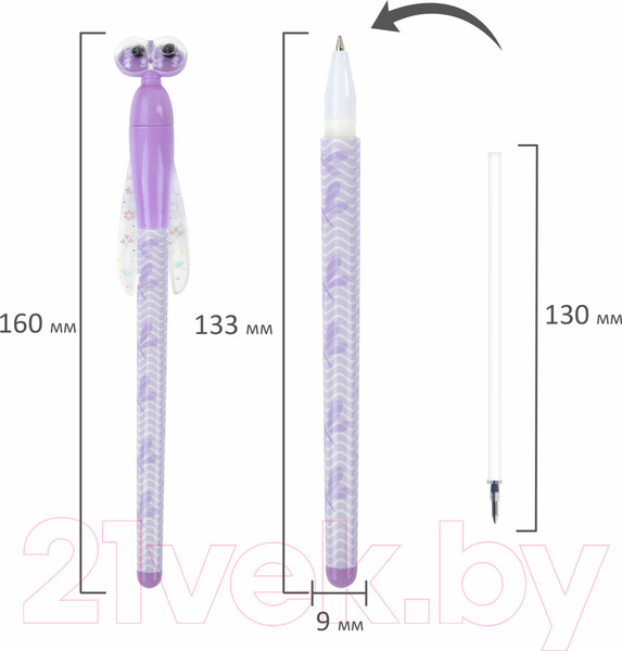 Изображение товара Ручка шариковая Юнландия Стрекоза / 143789 (в ассортименте)