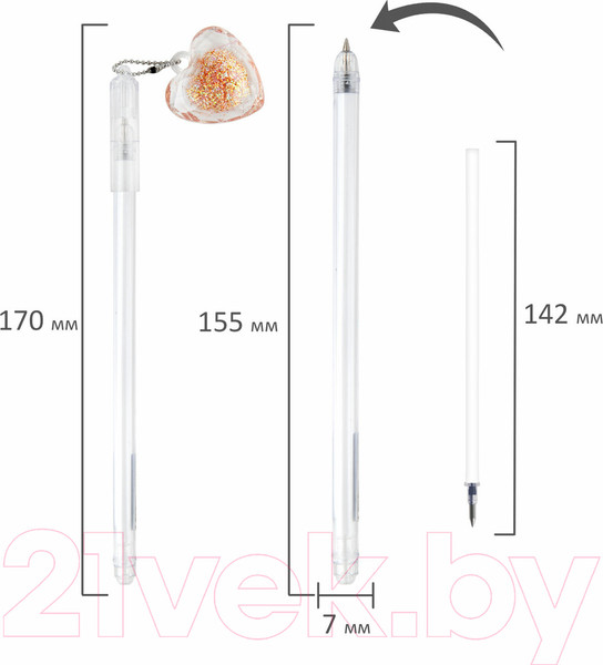 Изображение товара Ручка шариковая Юнландия Хрустальное сердце / 143792 (в ассортименте)