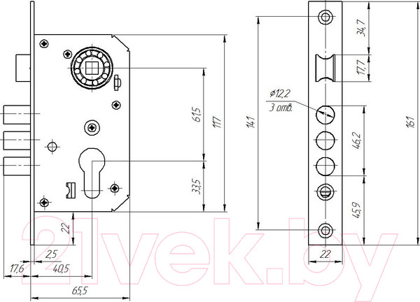 Изображение товара Замок врезной Зенит ЗВ7-60 (Skin)
