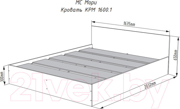 Изображение товара Комплект мебели для спальни ДСВ Мори №3 (белый)
