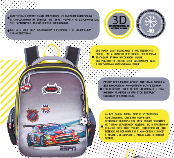 Изображение товара Школьный рюкзак Across ACR22-193-3