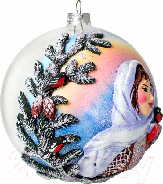 Изображение товара Шар новогодний Грай Девушка и снегирь ШБ120-3