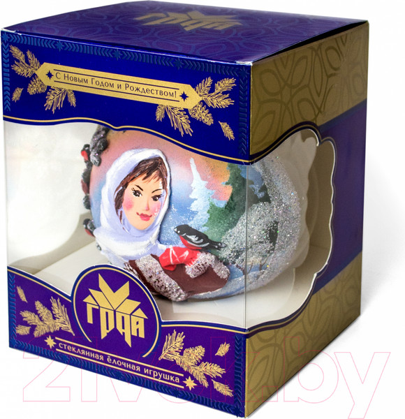 Изображение товара Шар новогодний Грай Девушка и снегирь ШБ120-3