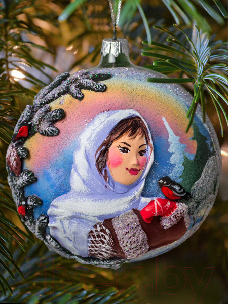 Изображение товара Шар новогодний Грай Девушка и снегирь ШБ120-3