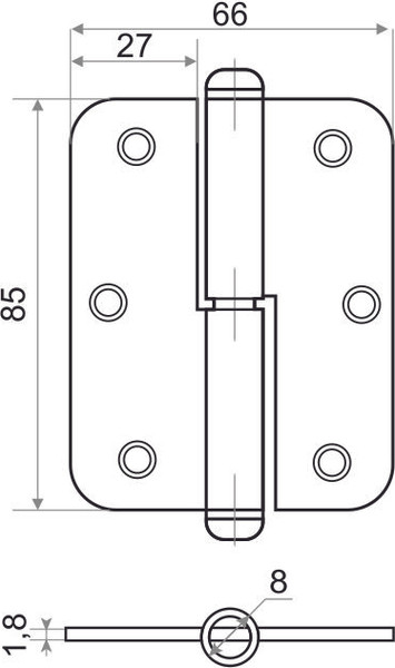 Изображение товара Петля дверная Металлист ПН1-85 (левая, цинк)