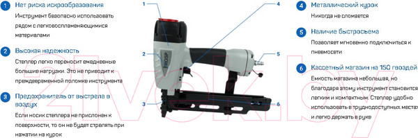 Изображение товара Пневматический степлер Frosp К-N851