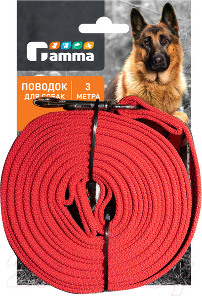 Изображение товара Поводок Gamma Апорт / 11012009 (красный, капроновый с латексной нитью)