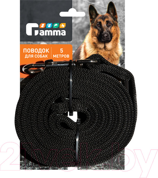 Изображение товара Поводок Gamma Апорт / 11012008 (черный, капроновый с латексной нитью)