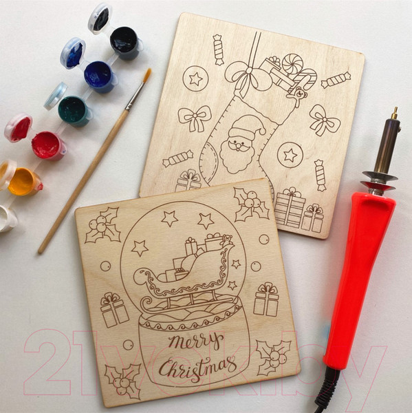 Изображение товара Набор досок для выжигания Раскрась и подари Новогодние подарки / DR-1065