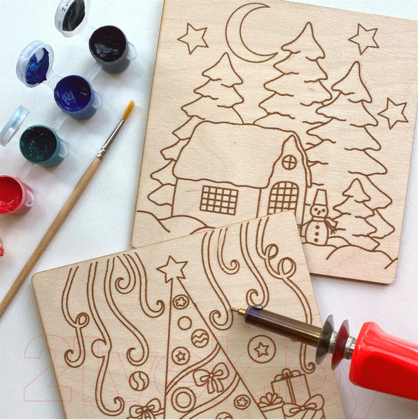 Изображение товара Набор досок для выжигания Раскрась и подари Новогоднее волшебство / DR-1064