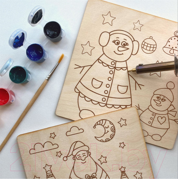 Изображение товара Набор досок для выжигания Раскрась и подари Новогодняя сказка / DR-1063