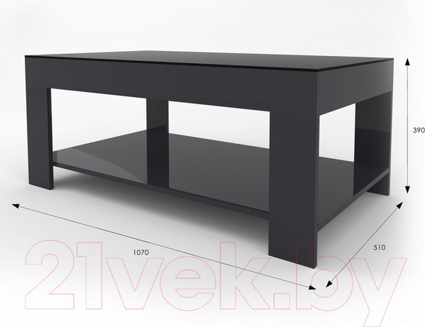 Изображение товара Журнальный столик Мебелик BeautyStyle 26 (графит темный U961/стекло черное)