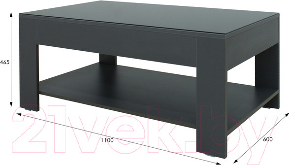 Изображение товара Журнальный столик Мебелик BeautyStyle 26 (графит темный U961/стекло черное)