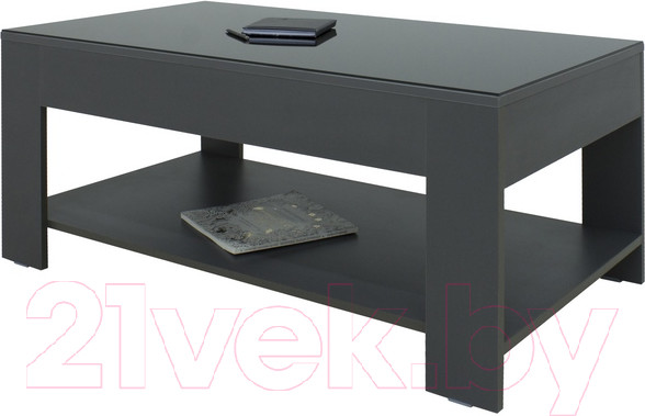 Изображение товара Журнальный столик Мебелик BeautyStyle 26 (графит темный U961/стекло черное)