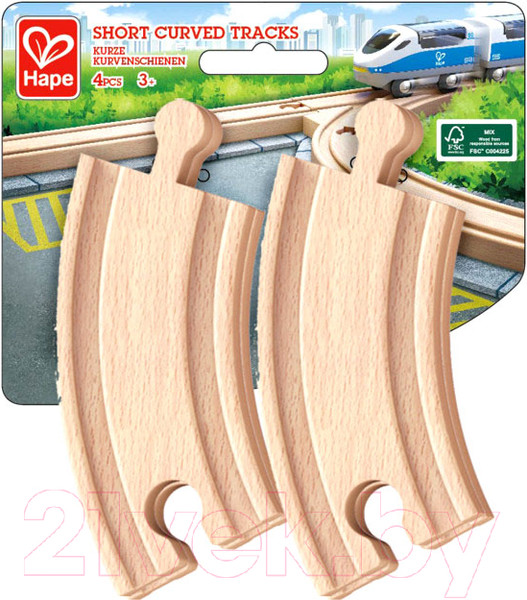 Изображение товара Элемент железной дороги Hape Закругленные короткие рельсы / E3776_HP