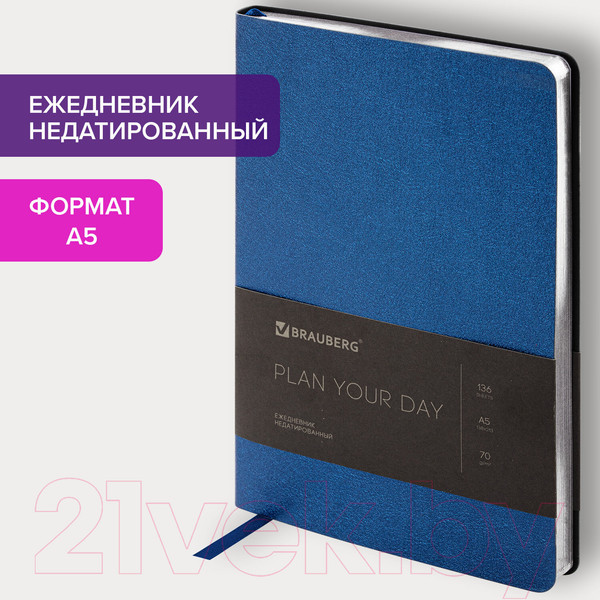 Изображение товара Ежедневник Brauberg Metallic / 113376 (синий)
