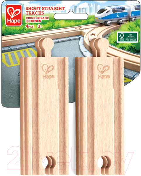 Изображение товара Элемент железной дороги Hape Прямые короткие рельсы / E3778_HP