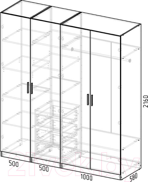 Изображение товара Шкаф Интермебель Марсель-7 / МР 01-07 (графит серый)