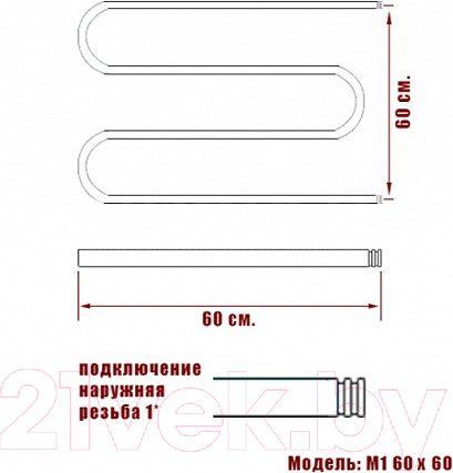 Изображение товара Полотенцесушитель водяной НИКА М.-1 60x60 / 640660100 (с полкой)