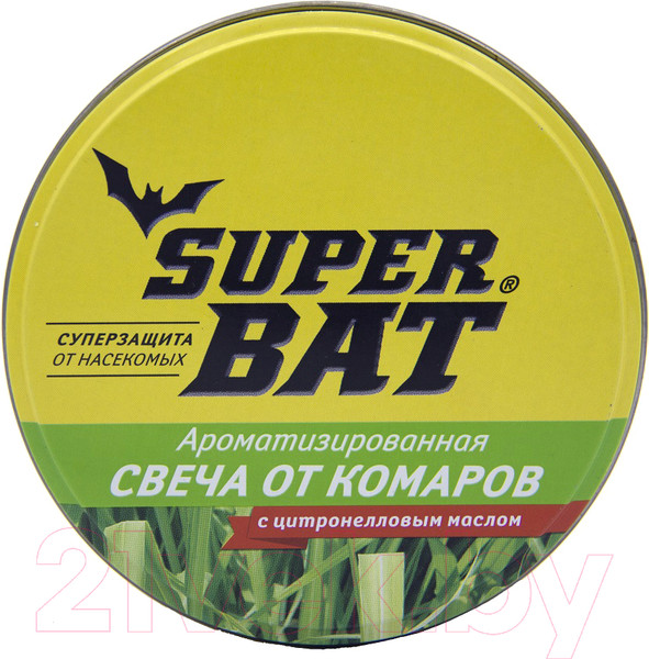 Изображение товара Свеча от насекомых Super Bat На масле цитронеллы в банке / SBAT01016 (250г)