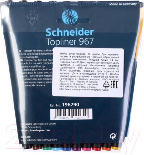 Изображение товара Набор капиллярных ручек Schneider Topliner 967 / 196790 (10цв)