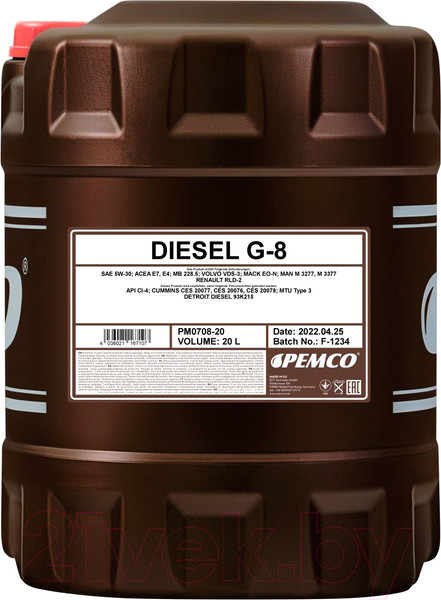 Изображение товара Моторное масло Pemco G-17 Diesel 5W30 UHPD Blue CK-4 / PM0717-20 (20л)