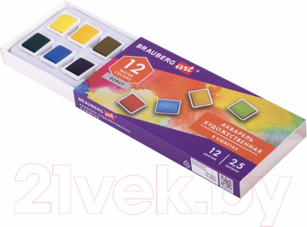 Изображение товара Акварельные краски Brauberg Art Debut / 191776 (12цв)