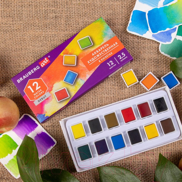 Изображение товара Акварельные краски Brauberg Art Debut / 191776 (12цв)