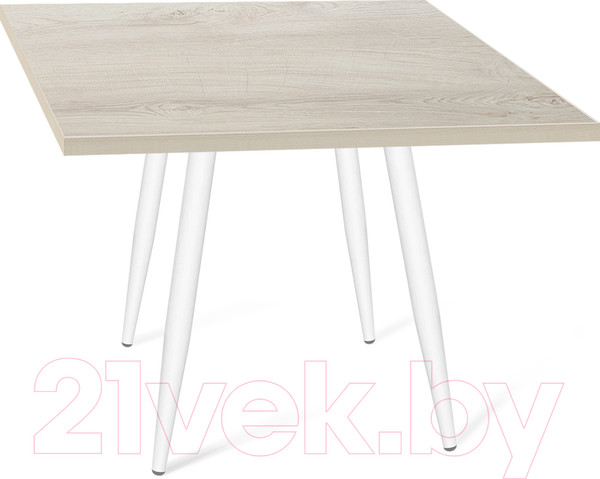 Изображение товара Обеденный стол Sheffilton SHT-TU14/80/80 ЛДСП (белый муар/дуб выбеленный)