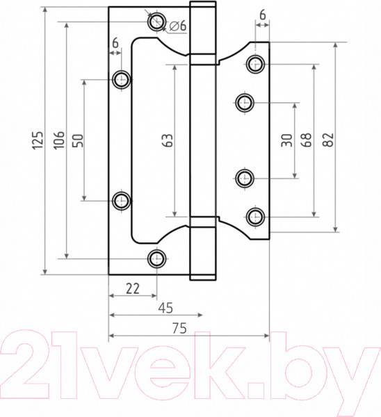 Изображение товара Петля дверная Vettore Flush 2.5x75x125 CP (хром)