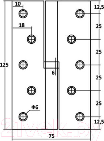 Изображение товара Петля дверная Vettore 2.5x75x125 1BB SN-L (левая, сатин)