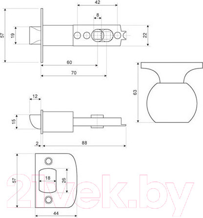 Изображение товара Ручка дверная ARSENAL 7817-AC/P-ET (607-ET-ACP)