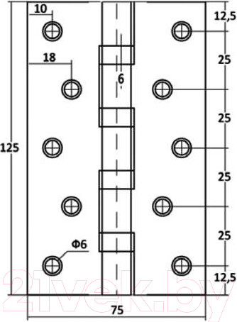 Изображение товара Петля дверная Vettore 2.5x75x125 4BB AB (бронза)