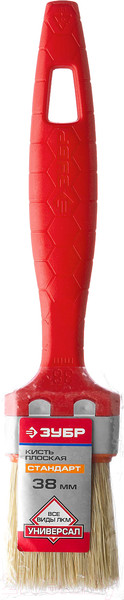 Изображение товара Кисть малярная Зубр Стандарт Универсал 01015-038 плоская (38мм, светлая натуральная щетина)