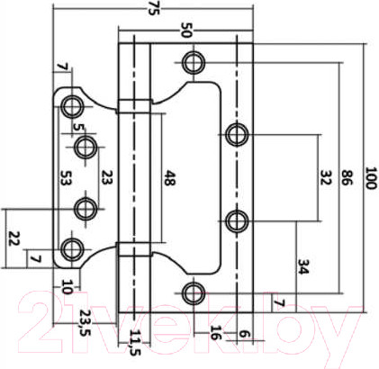 Изображение товара Петля дверная Vettore Flush 2.5x75x100 AB (бронза)