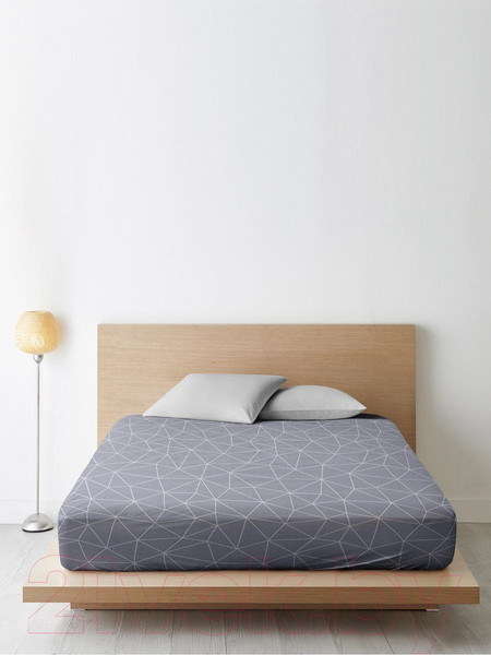 Изображение товара Простыня Ночь нежна Грань На резинке 180x200x20 / 7352-2 (серый)