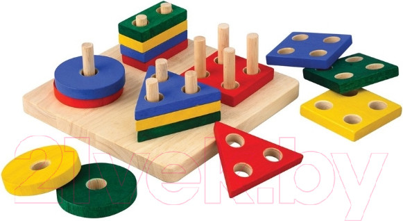 Изображение товара Сортер Plan Toys Сортер Доска с геометрическими фигурами / 2403