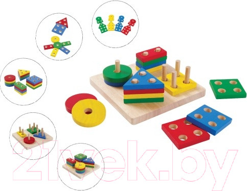 Изображение товара Сортер Plan Toys Сортер Доска с геометрическими фигурами / 2403