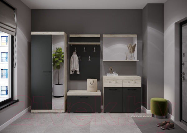 Изображение товара Тумба в прихожую Памир Соната ОС-800 (крафт белый/антрацит)