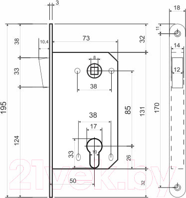 Изображение товара Защелка врезная с фиксацией Vettore 530 C-S Magnet MBP (черный матовый)