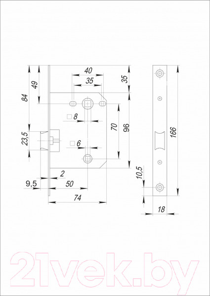 Изображение товара Защелка врезная Vettore WC 170 NI (никель)