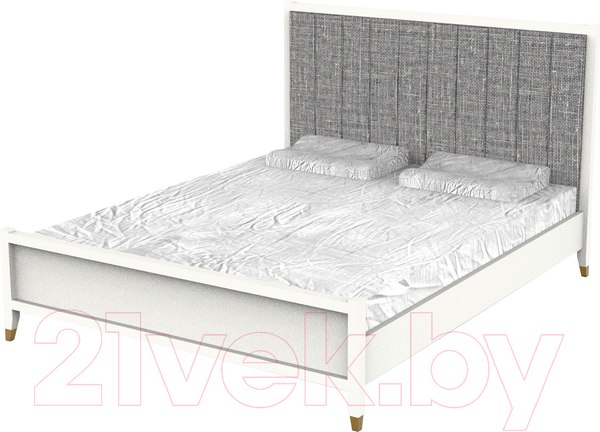 Изображение товара Двуспальная кровать Молодечномебель Nevada 180 с осн. Verona 04 Cream / ВМФ-1914 (дуб оксфорд)