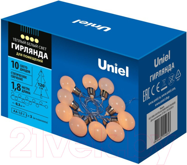 Изображение товара Светодиодная гирлянда Uniel ULD-S1800-010/STB/3AA / UL-00008421