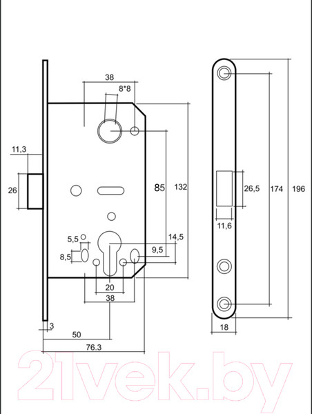 Изображение товара Защелка врезная Vettore 410 C-S Kevlar MWP (белый матовый)